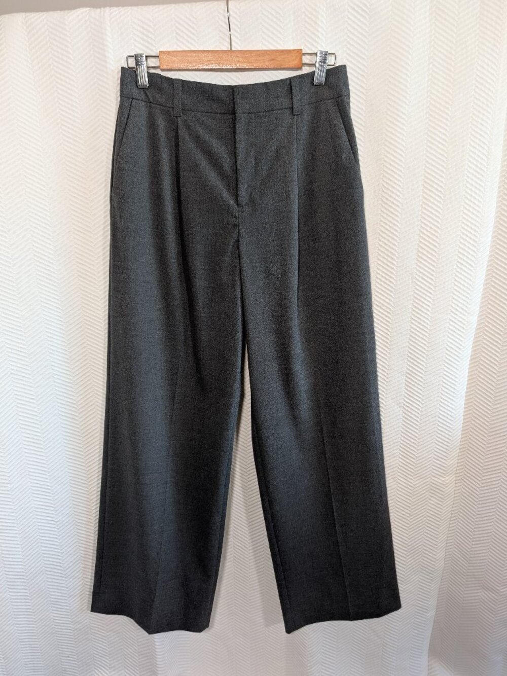 Gap High Rise Wide Leg Trousers Dark Grey Charcoal Pants Size 6 Office Uniform
